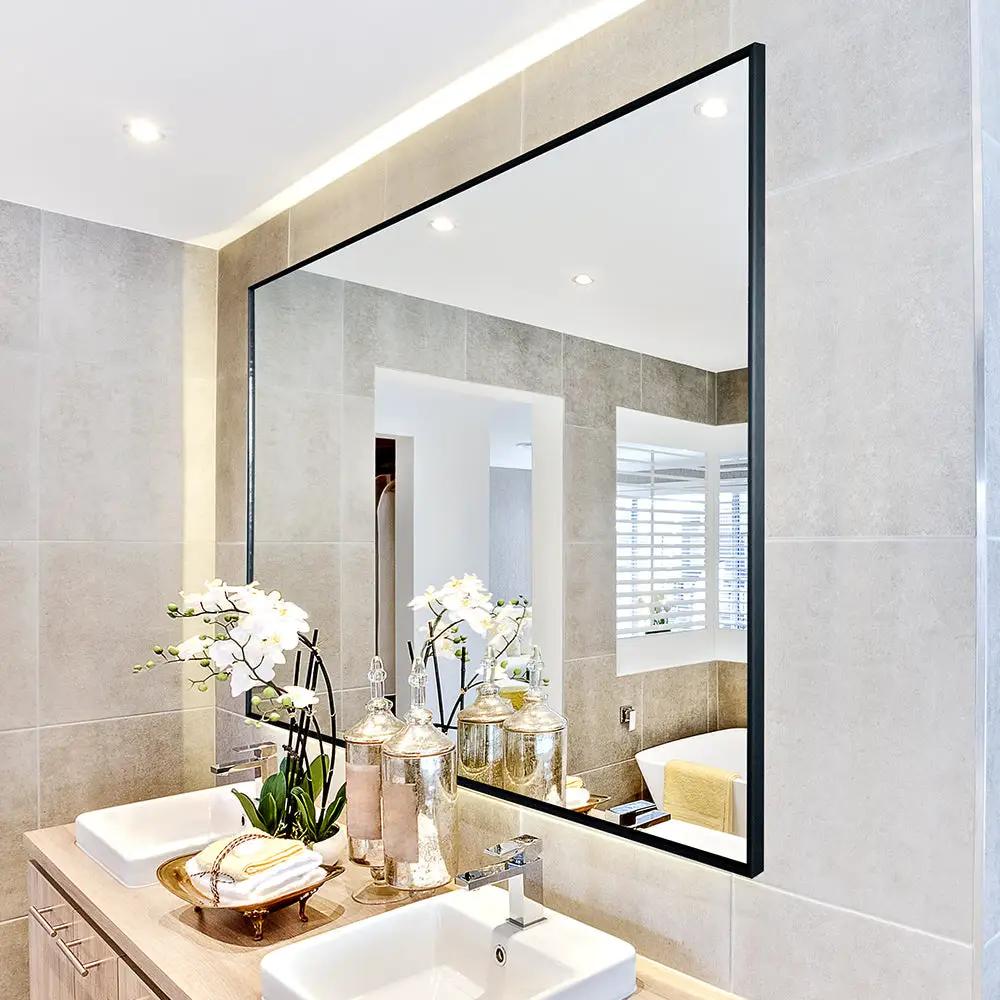 Espejo de baño moderno negro de 36x24 pulgadas con marco de aluminio, espejo decorativo de pared adecuado para sala de estar, dormitorio