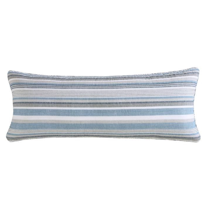 Juego de funda para diván de 4 piezas 100 % algodón con rayas náuticas azules, blancas y grises