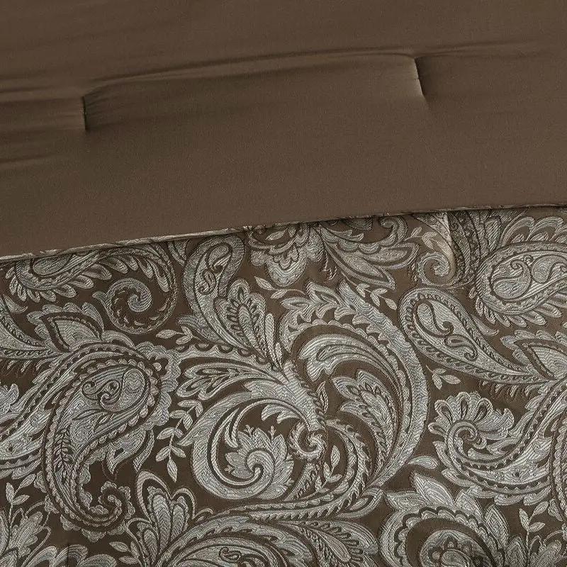 California King 12-piece Reversible Cotton Comforter Set in Brown and Blue - Tampa Home & Garden Store