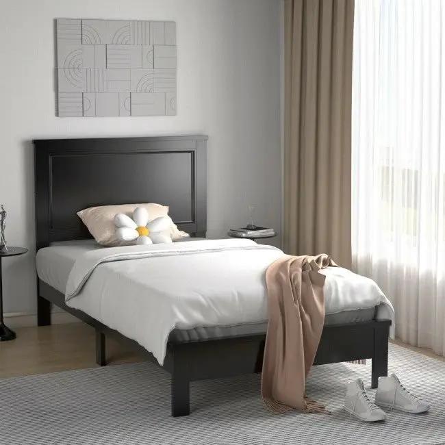 Twin Size Modern College Dorm Wooden Platform Bed in Black - Tampa Home & Garden Store