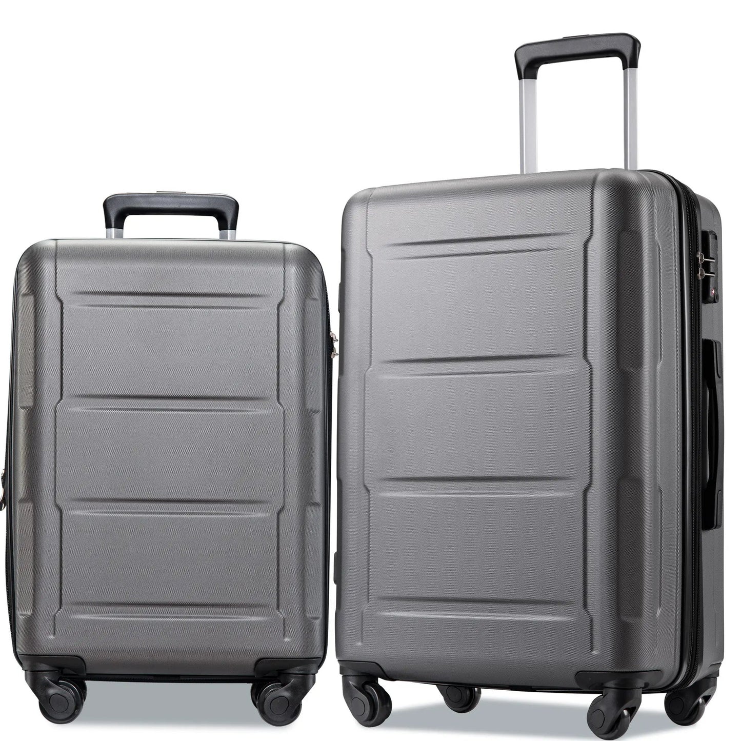 Expandable spinner luggage set silver-gray 2-piece by VIP Digital Presence with TSA lock on Tampa Home & Garden Store