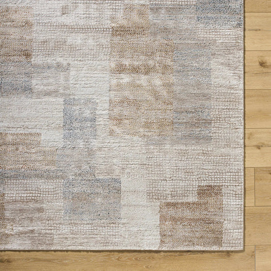 Anaisa Beige Luxe Thick Pile Area Rug with soft beige tones and distressed texture on Tampa Home & Garden Store