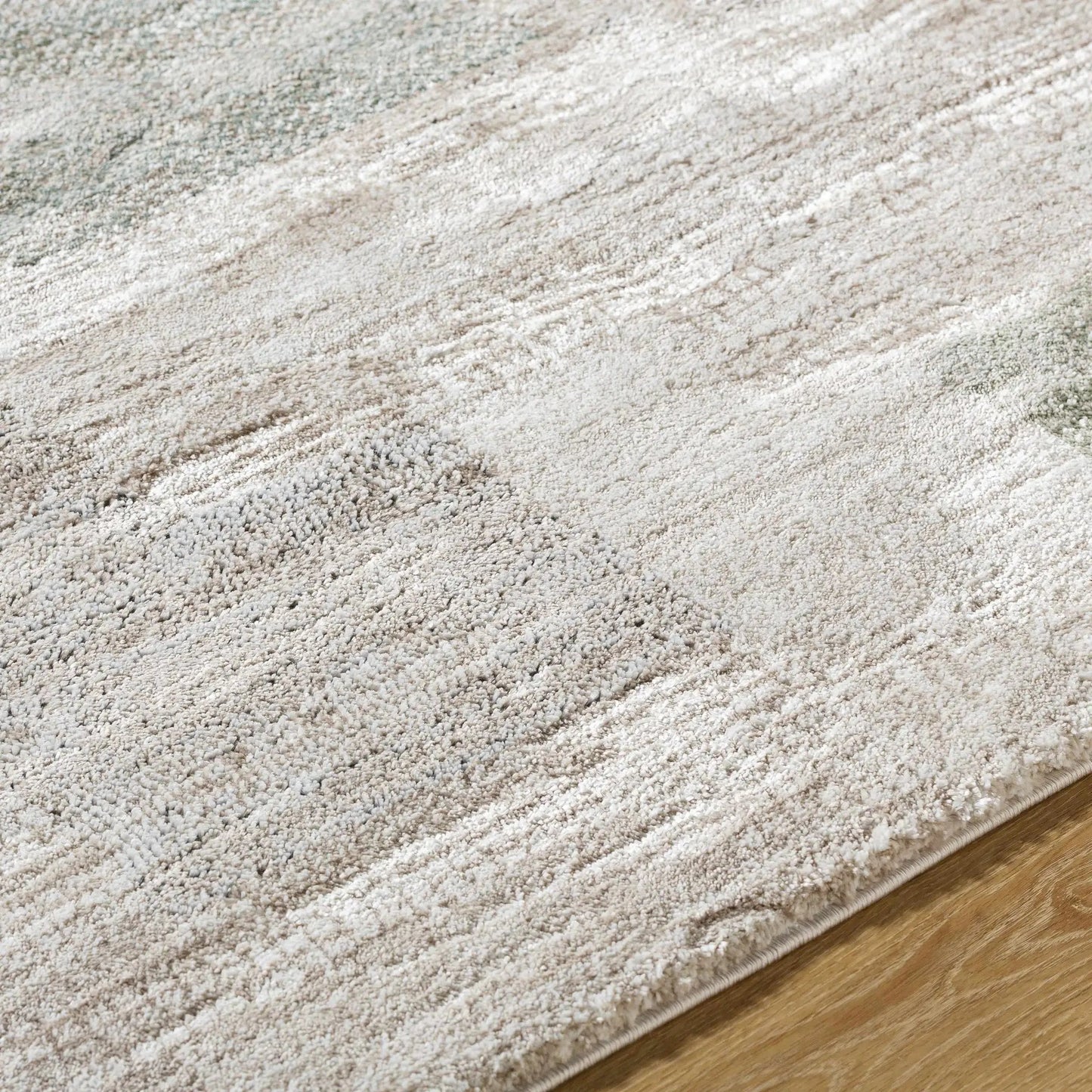 Anaisa Ivory Luxe Thick Rug by Boutique Rugs, Turkish-made ivory high-pile shag on wood floor on Tampa Home & Garden Store