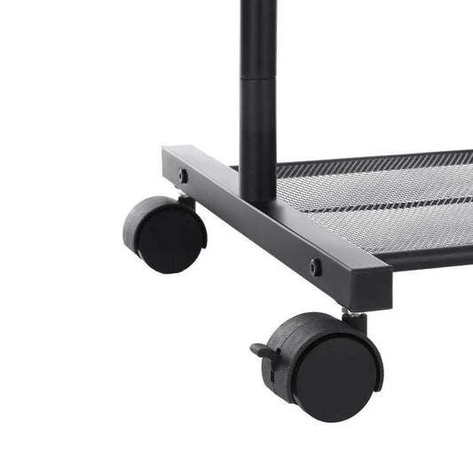Simple Black Rolling Clothes Rack with Shelf, black steel frame and mesh shelf, two casters on Tampa Home & Garden Store