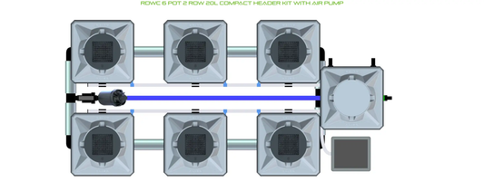 Alien RDWC 6-pot 2-row kit for hydroponics with air pump and header reservoir on Tampa Home & Garden Store