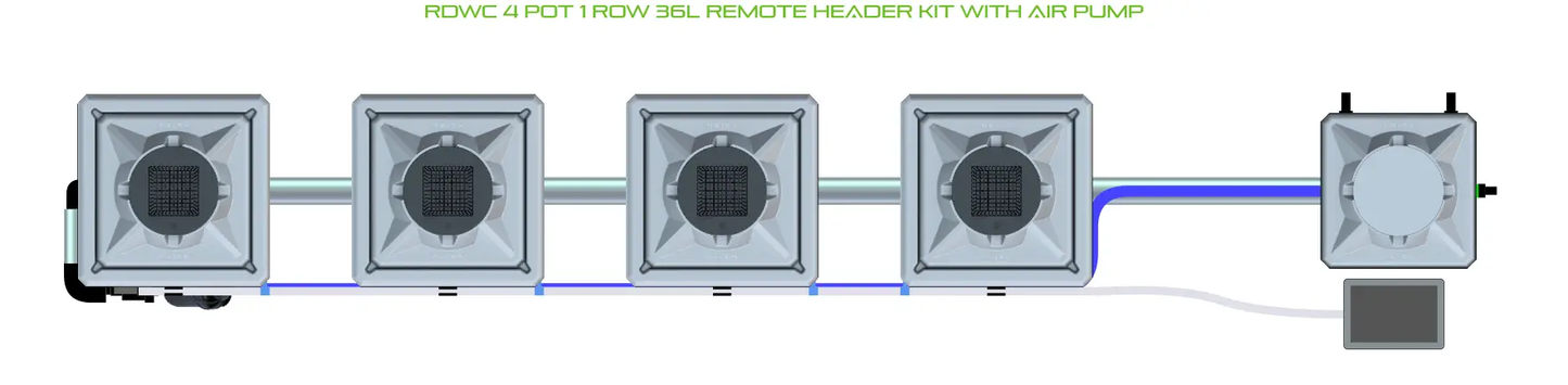 Alien RDWC 4 Pot Kit with Air Pump: four gray pots connected by blue tubing to a reservoir on Tampa Home & Garden Store