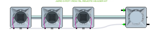 Alien Aero 3 Pot 1 Row Aeroponic Kit by Alien Hydroponics with 3 gray pots and purple tubes on Tampa Home & Garden Store