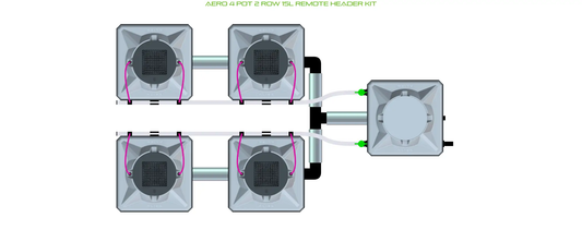 Alien Aero 4 Pot 2 Row Aeroponics Grow Kit with four gray square pots and pink tubing on Tampa Home & Garden Store