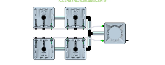 Alien Rain 4 Pot 2 Row Kit for Auto Top Feeding irrigation with 4 pots and remote header on Tampa Home & Garden Store