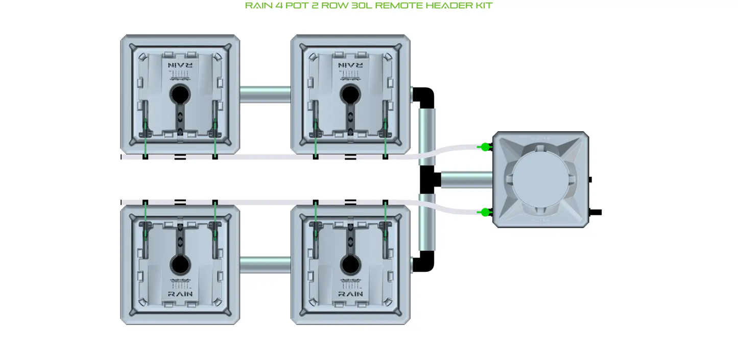 Alien Rain 4 Pot 2 Row Kit for Auto Top Feeding with remote header on Tampa Home & Garden Store