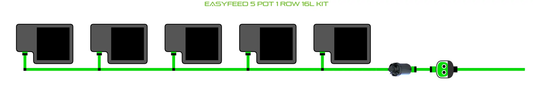 Alien EasyFeed 5 Pot 1 Row Kit hydroponic grow system with 5 black pots and green tubing on Tampa Home & Garden Store