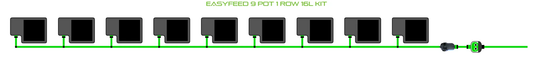 Alien EasyFeed 9 Pot 1 Row Kit irrigation with 9 pots and green tubing on Tampa Home & Garden Store