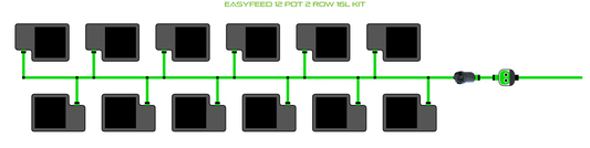 Alien EasyFeed 12 Pot 2 Row Grow Kit with green tubing and black pots by Alien Hydroponics on Tampa Home & Garden Store