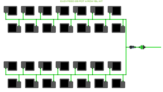 Alien EasyFeed 28 Pot 4 Row Kit for Indoor Grow with green tubing on Tampa Home & Garden Store