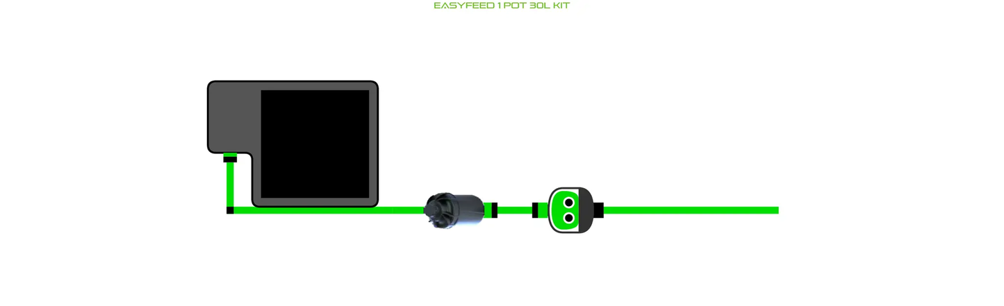 Alien EasyFeed 1 Pot Kit irrigation system with green tubing, black pump, compact controller on Tampa Home & Garden Store