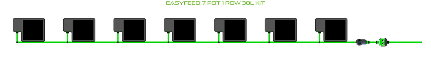 Alien EasyFeed 7 Pot Kit for 1 Row Grow System with green irrigation line connectors on Tampa Home & Garden Store
