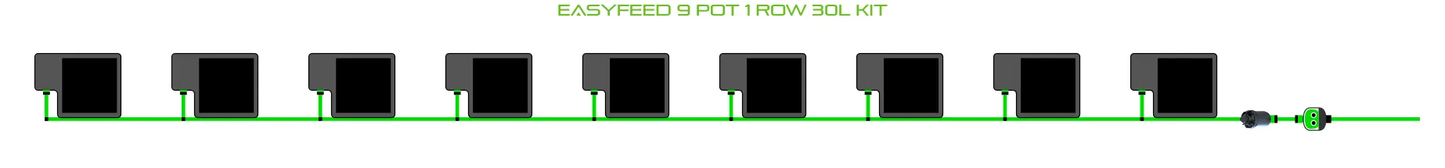 Alien Hydroponics EasyFeed 9 Pot 1 Row Kit auto feeding with green tubing and black pots on Tampa Home & Garden Store