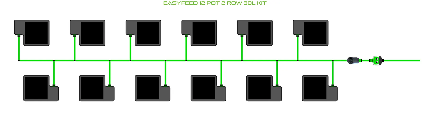 Alien EasyFeed 12 Pot 2 Row Grow Kit with green tubing, 12-pot two-row setup on Tampa Home & Garden Store