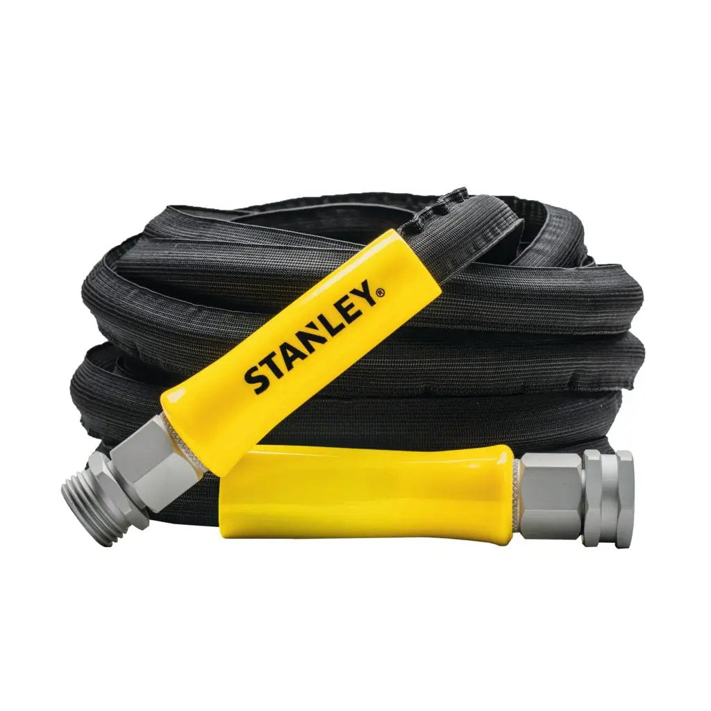 Duraflex Pro 50 ft expanding garden hose with Stanley yellow handles on Tampa Home & Garden Store
