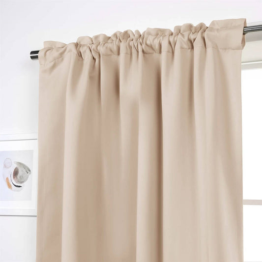 52 x 84 inch Solid Beige Cream Thermal Blackout Curtain Panels - Set of 2 - Tampa Home & Garden Store