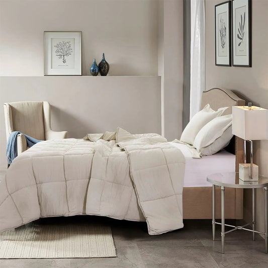 Queen Beige Microfiber Reversible Comforter Set, 3-piece by HomePacific on Tampa Home & Garden Store
