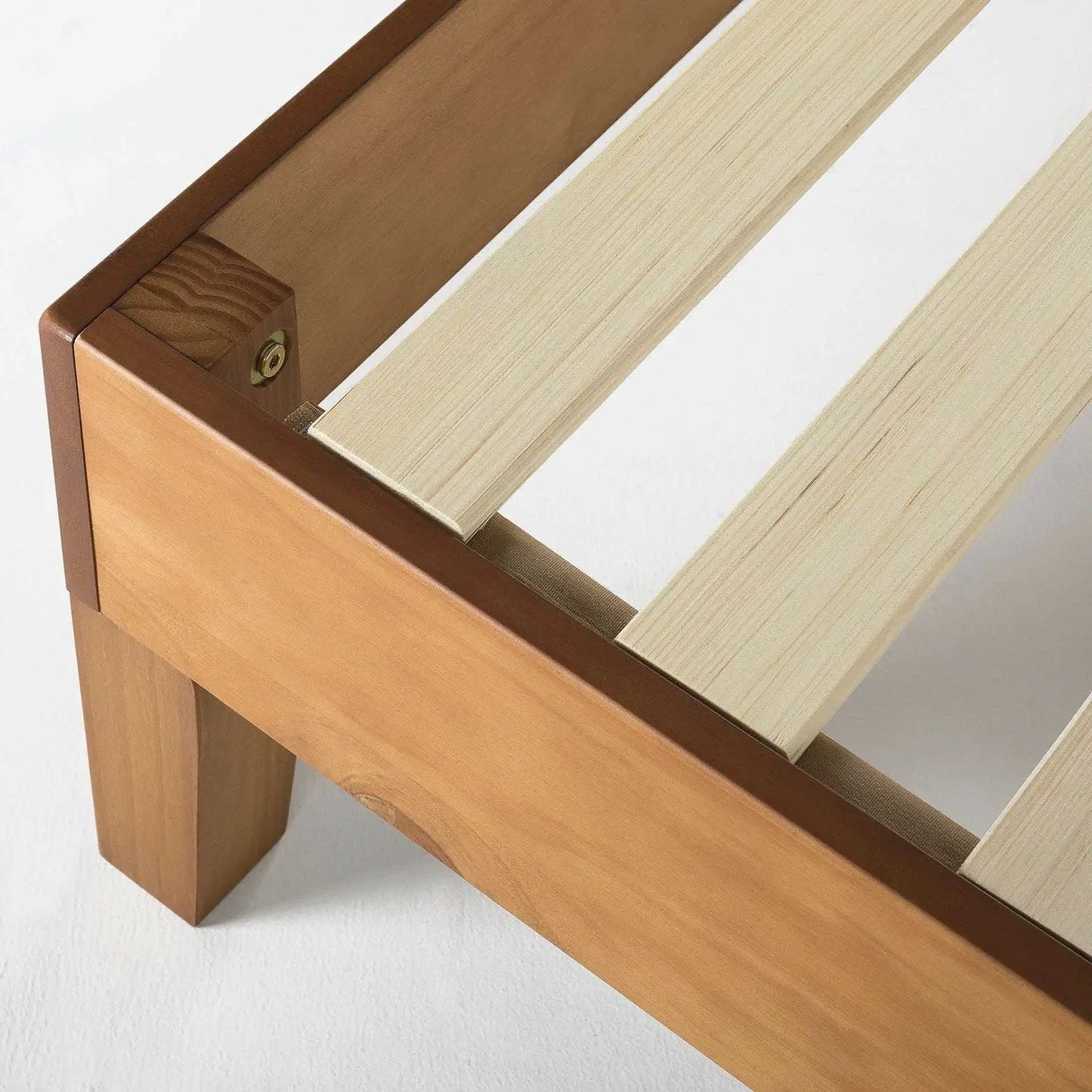 Full size Mid-Century Modern Solid Wood Platform Bed Frame in Natural - Tampa Home & Garden Store