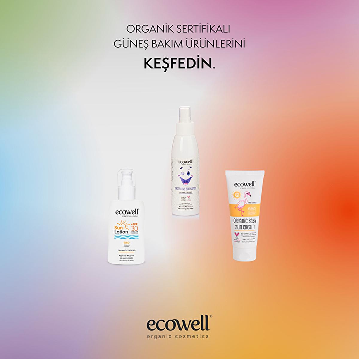 Ecowell sunscreen trio: SPF 30 lotion, SPF 50 sun cream, spray; white bottles on Tampa Home & Garden Store