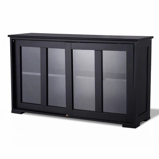Black sideboard buffet with 2 glass sliding doors by HomePacific on Tampa Home & Garden Store