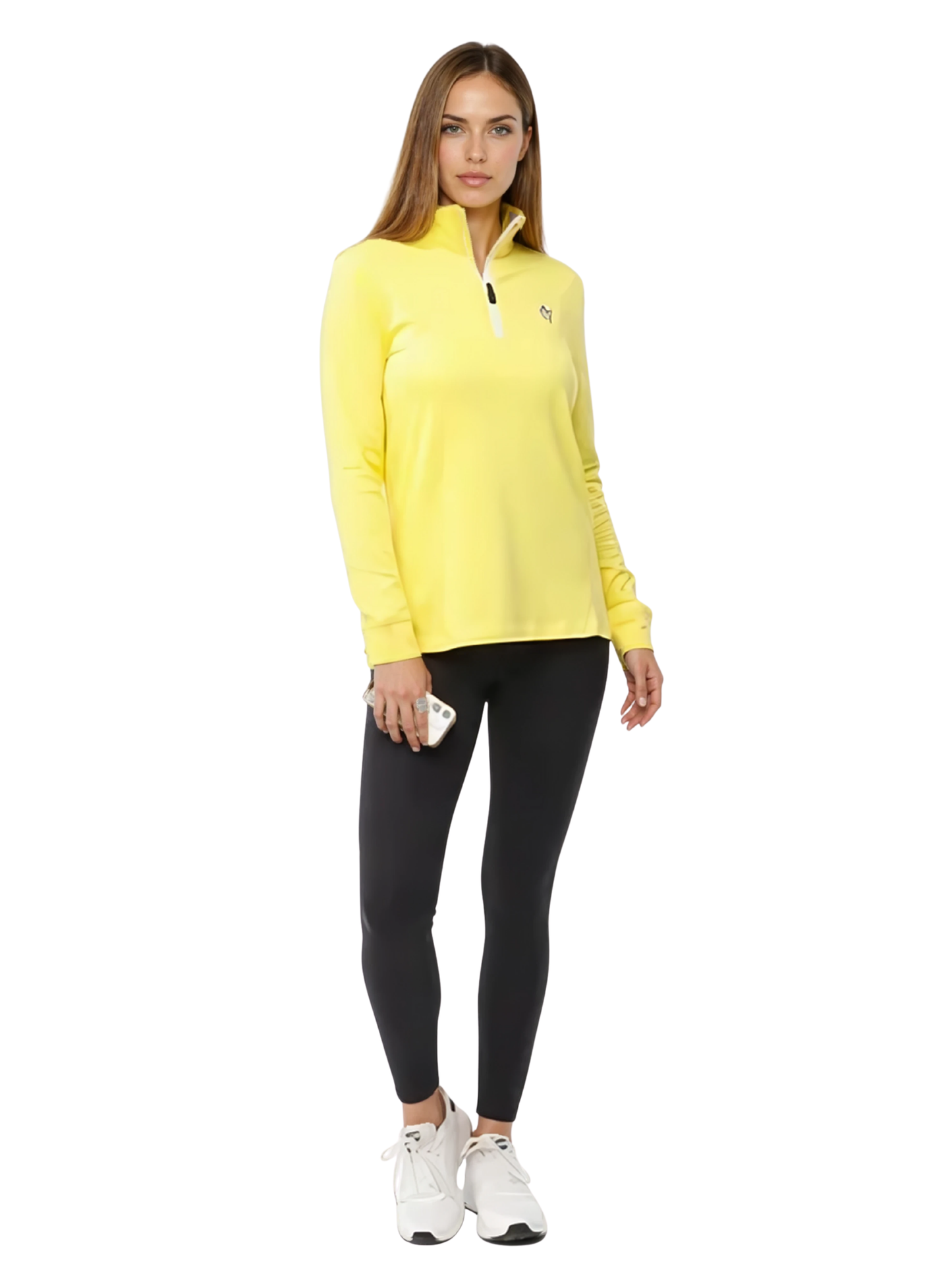 Women's Bar Harbor quarter-zip pullover in bright yellow by White Water Life on Tampa Home & Garden Store