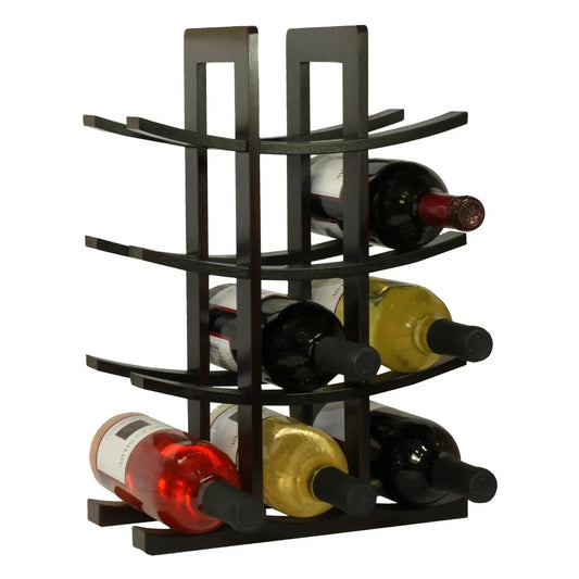 12-Bottle Wine Rack in Dark Espresso Bamboo by HomePacific with curved rails on Tampa Home & Garden Store