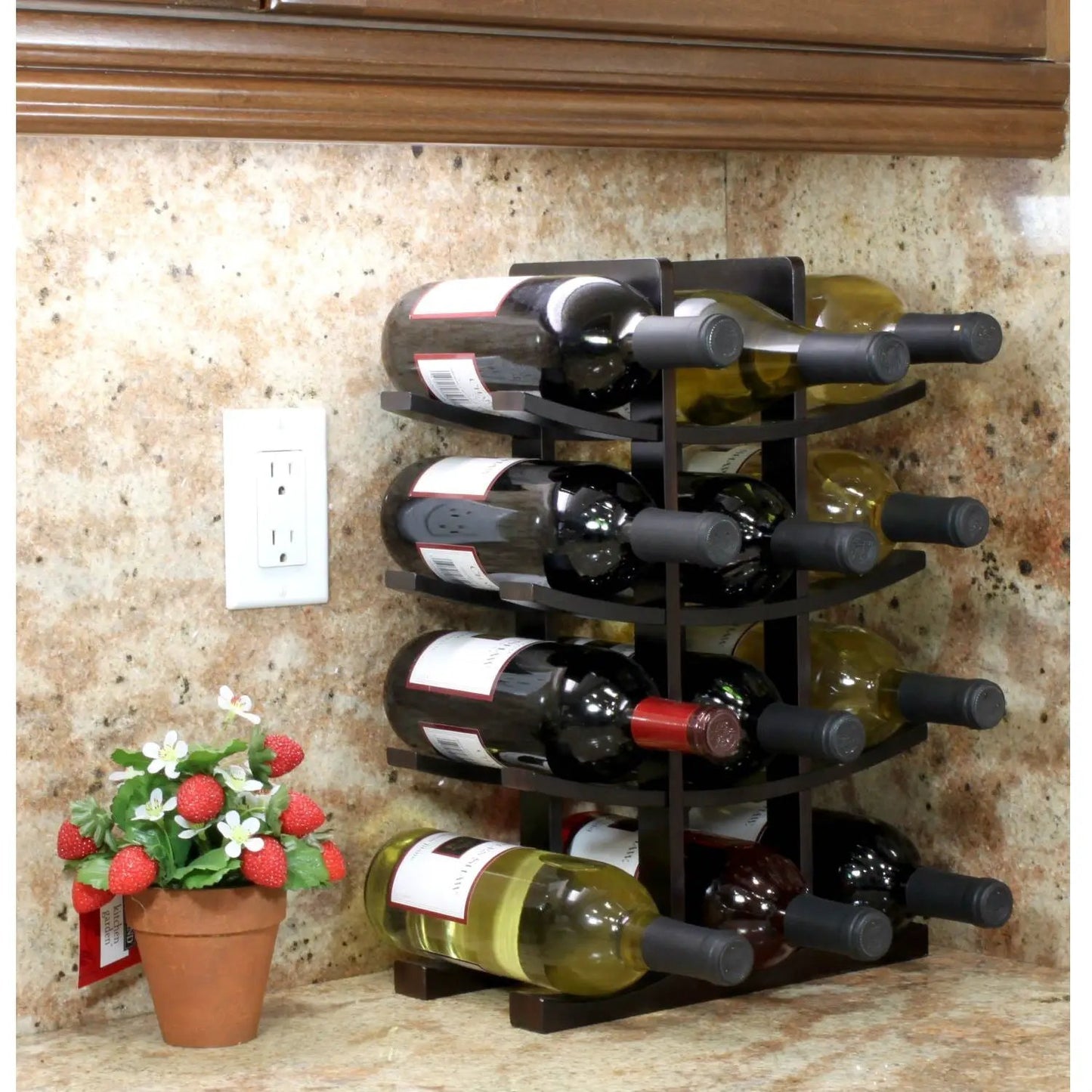 12-Bottle Wine Rack in Dark Espresso Finish Bamboo - Tampa Home & Garden Store