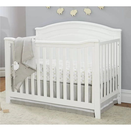 SF Home Solid Wood Convertible Crib by HomePacific in White with curved headboard and slats on Tampa Home & Garden Store