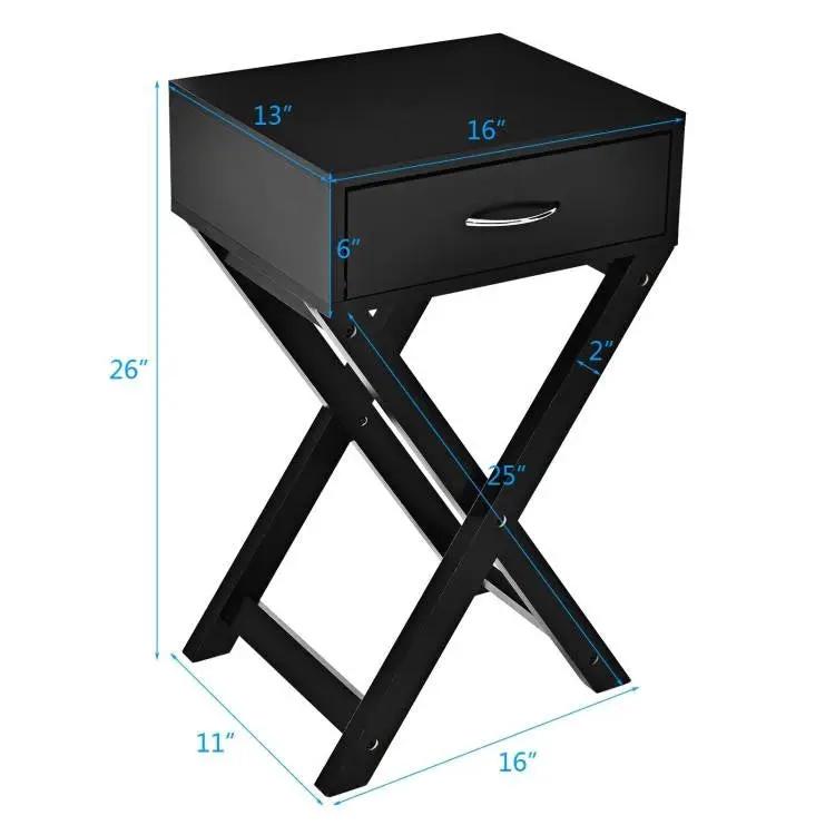 X Shape Nightstand with 1 Drawer in Black by HomePacific on Tampa Home & Garden Store