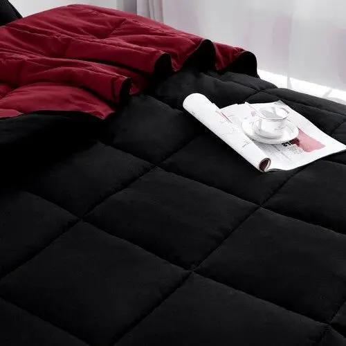 Full Queen Microfiber Reversible 3pc Comforter Set by HomePacific, black quilted with burgundy on Tampa Home & Garden Store