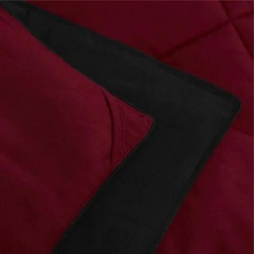Full/Queen Traditional Microfiber Reversible 3 Piece Comforter Set in Black/Maroon - Tampa Home & Garden Store