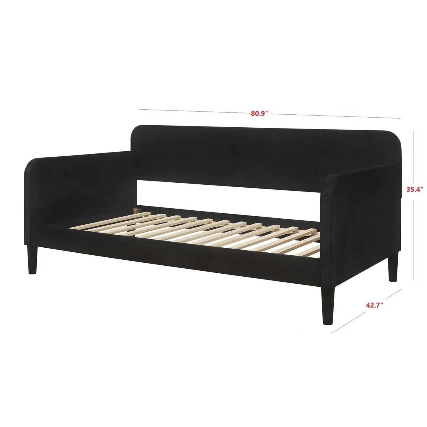 Twin size Modern Black Velvet Upholstered Daybed - Tampa Home & Garden Store