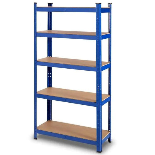 Blue Heavy Duty Metal Wood 5 Tier Adjustable Shelving Unit Garage Storage Rack - Tampa Home & Garden Store