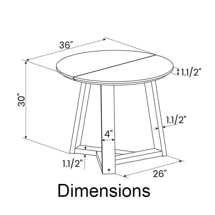 Mesa de comedor redonda escandinava de madera maciza de 36 pulgadas en color rubio