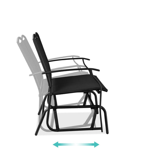 2 Seat Mesh Patio Loveseat Swing Glider Rocker with Armrests in Black - Tampa Home & Garden Store