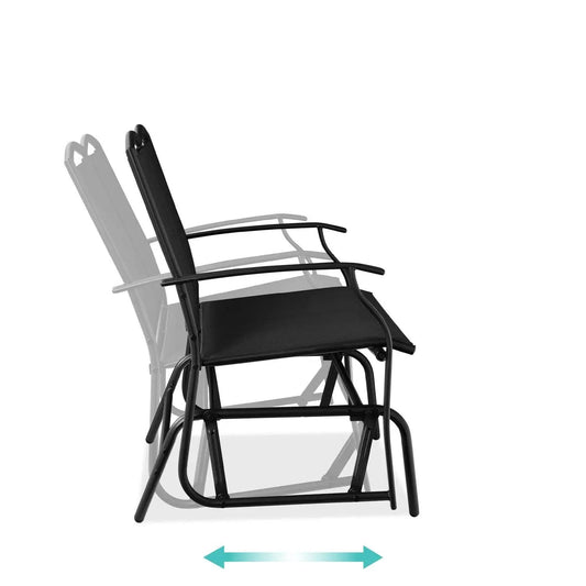 2 Seat Mesh Patio Loveseat Swing Glider Rocker with Armrests in Black - Tampa Home & Garden Store