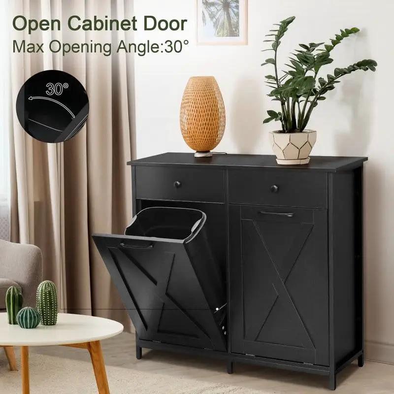 Black Multipurpose 2 Drawer / 2 Tilt Out 10gL Kitchen Laundry Trash/Recycle Storage - Tampa Home & Garden Store
