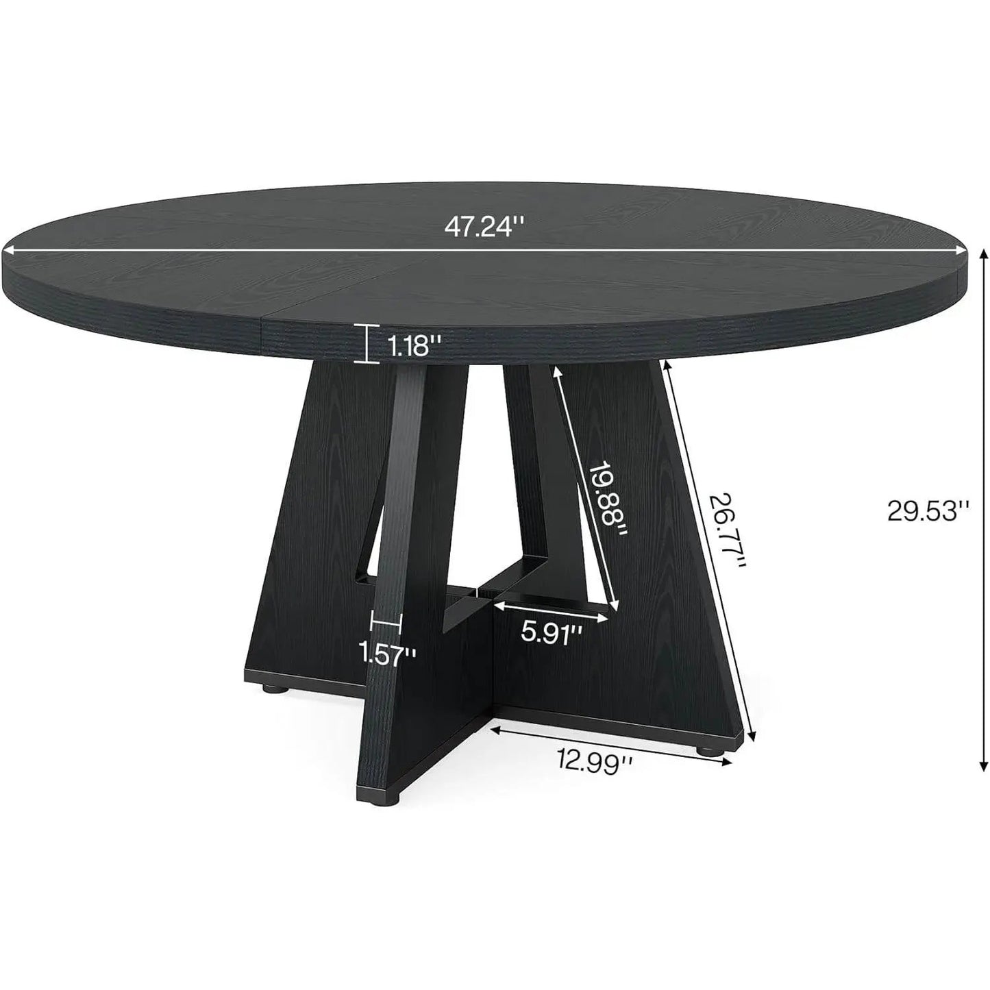 Modern Farmhouse 47-inch Round Kitchen Dining Table in Black Wood Finish - Tampa Home & Garden Store