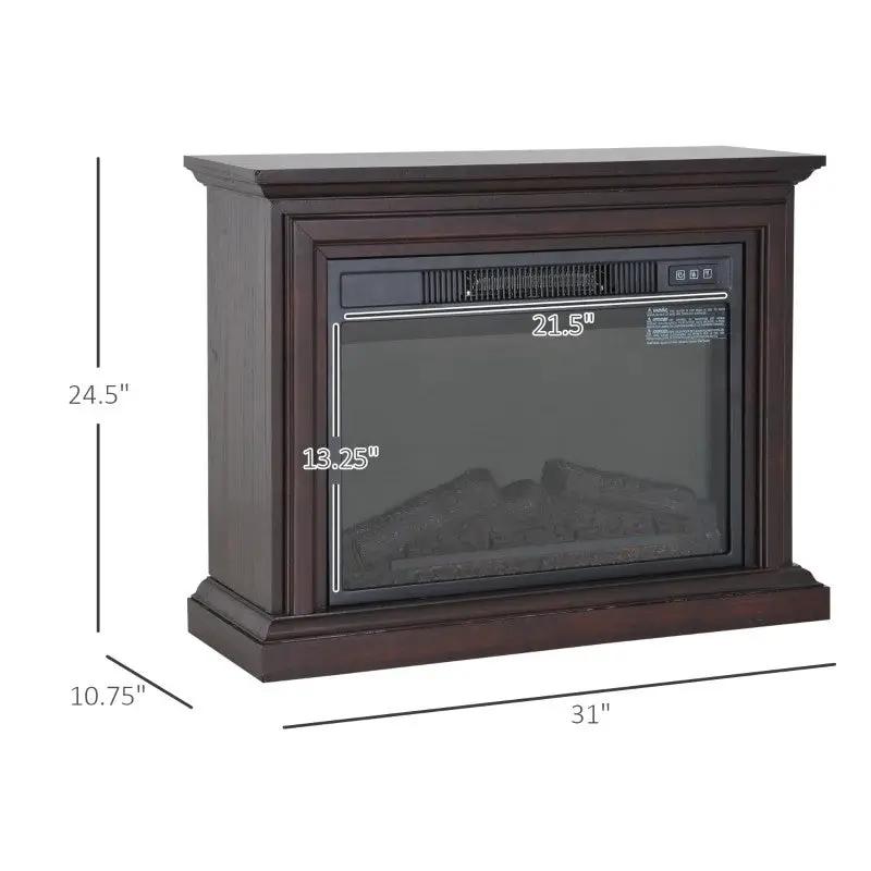 31 inch Dark Brown Electric Fireplace Heater Dimmable Flame Effect and Mantel w/ Remote Control - Tampa Home & Garden Store