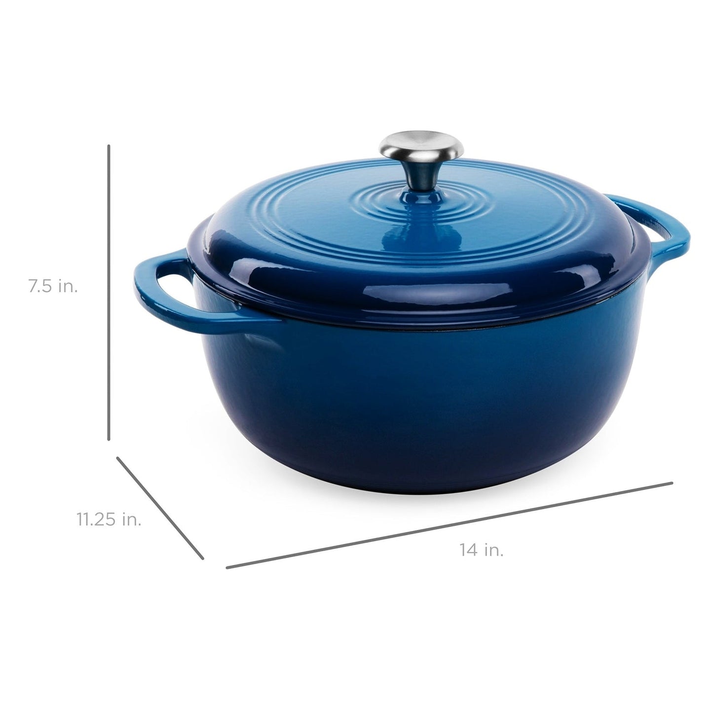 Olla de hierro fundido esmaltada de 6 cuartos de galón, azul, grande, para cocina