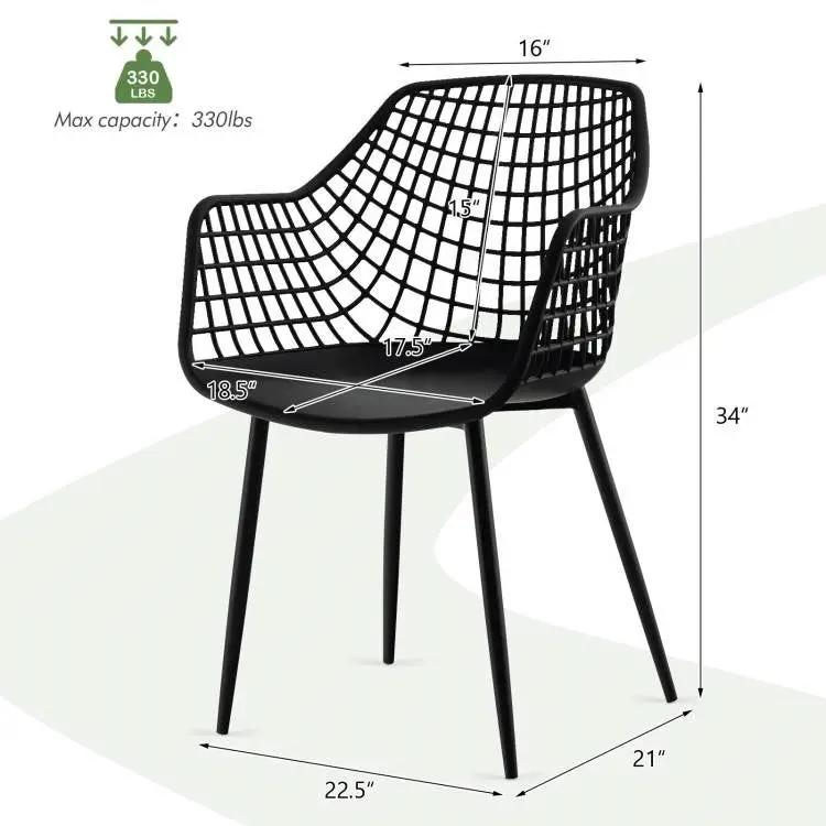 Set of 4 Mid-Century Modern Black Mesh Dining Chair with Ergonomic Backrest - Tampa Home & Garden Store