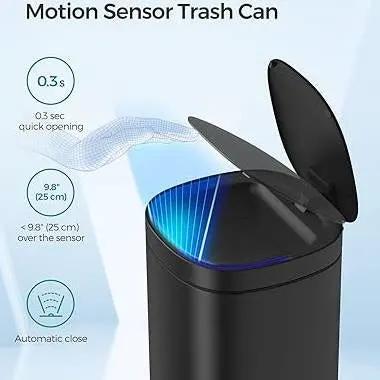 Black Motion Sensor Stainless Steel 13 gallon Trash Can with Ozone Button - Tampa Home & Garden Store