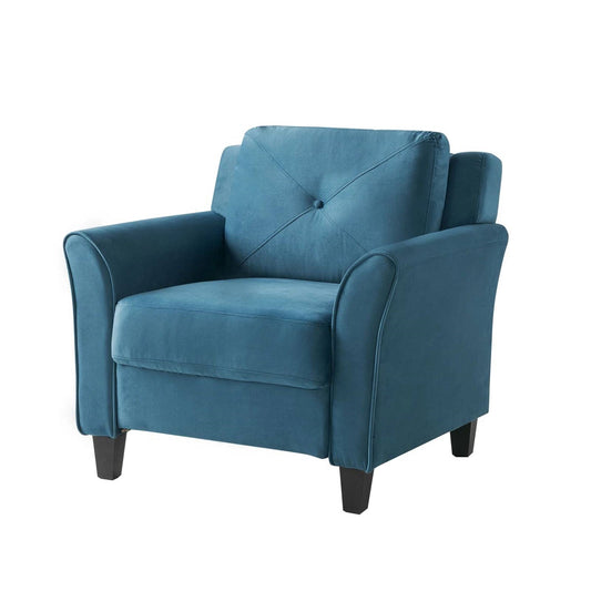 Blue Microfiber Upholstered Armchair Flared Arm Chair with Tufted Back Cushion - Tampa Home & Garden Store