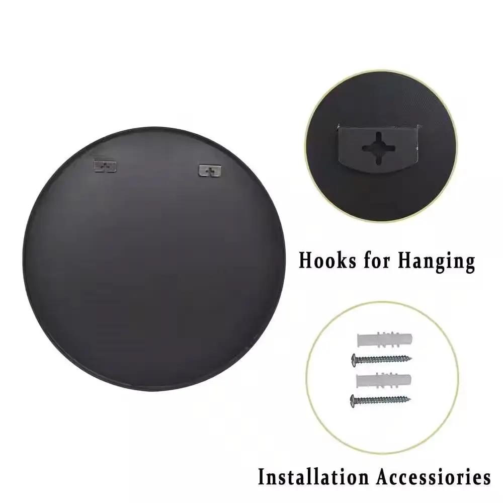 Round 30-inch Circular Bathroom Wall Mirror with Black Frame - Tampa Home & Garden Store