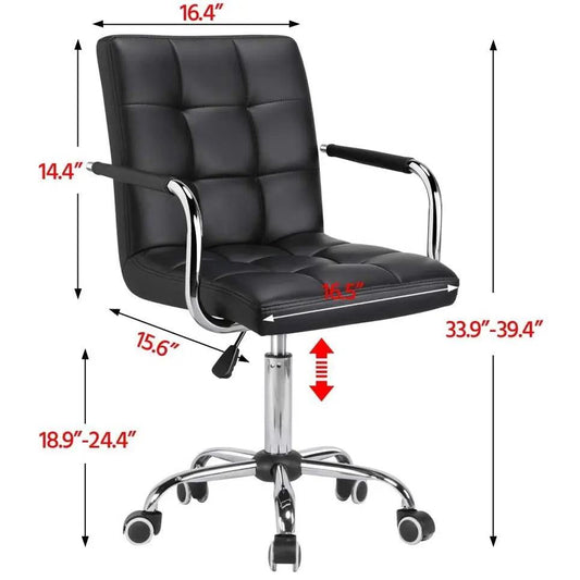 Modern black faux leather office chair with chrome arms and adjustable height by HomePacific on Tampa Home & Garden Store