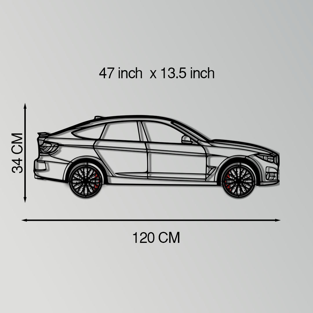 BMW 330 GT F34 Metal Car Wall Art with Rotating Wheels - Gran Turismo Silhouette Decor - Interactive Automotive Wall Art - KAFMEKA103 - Tampa Home & Garden Store